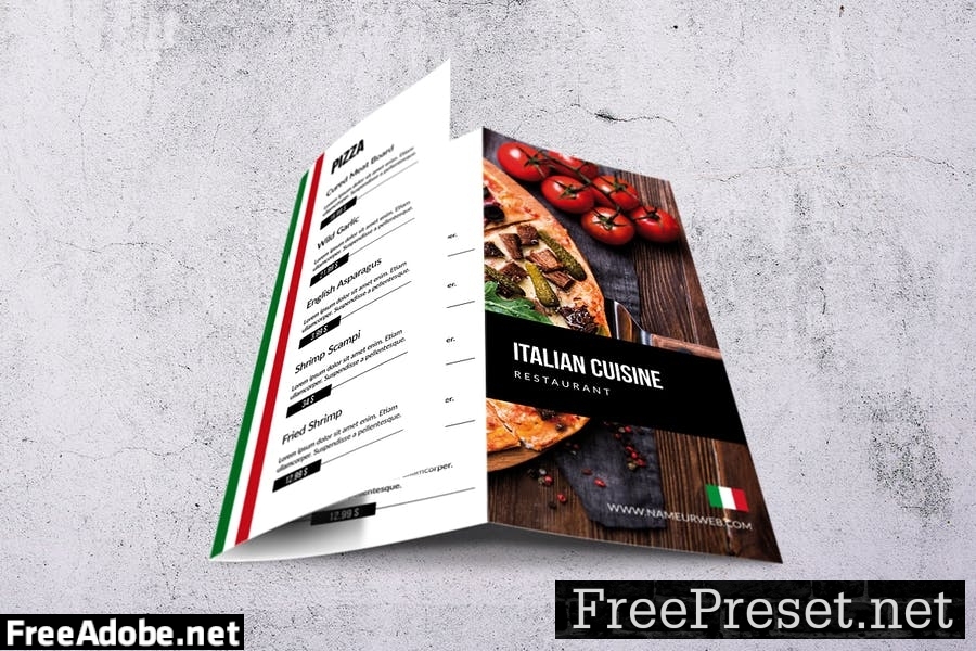 Italian Cuisine Elegant Trifold Menu 37GMJRJ