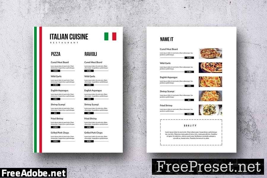 Italian Cuisine Food Menu Bundle MJS7K6R