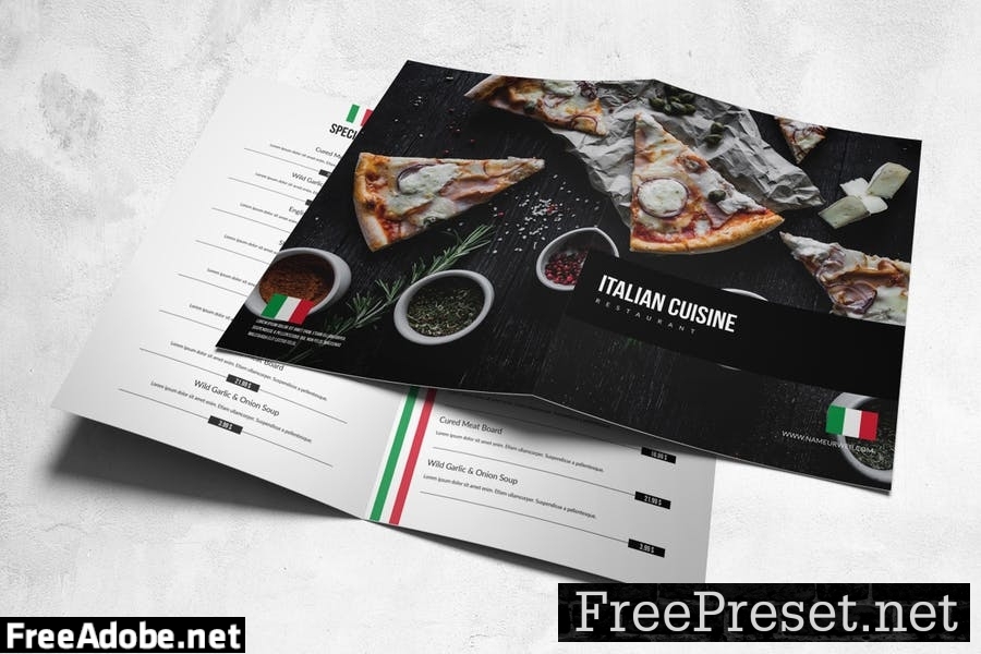 Italian Elegant Food Menu Design A4 & US Letter GKEUT5P