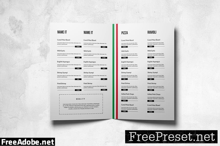 Italian Elegant Food Menu Design A4 & US Letter GKEUT5P