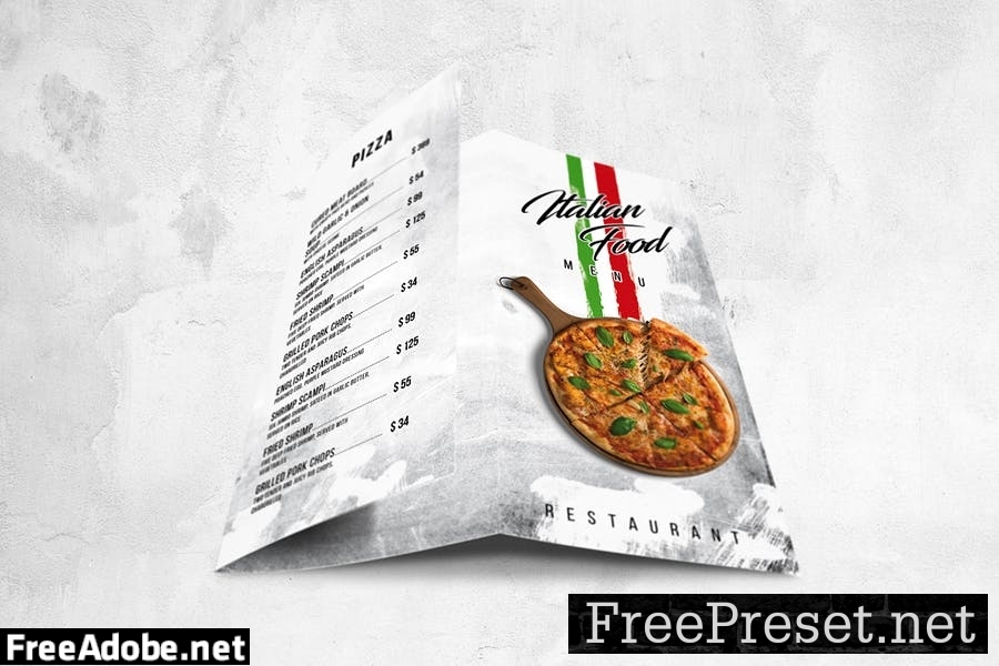 Italian Food Menu Design A4 & US Letter