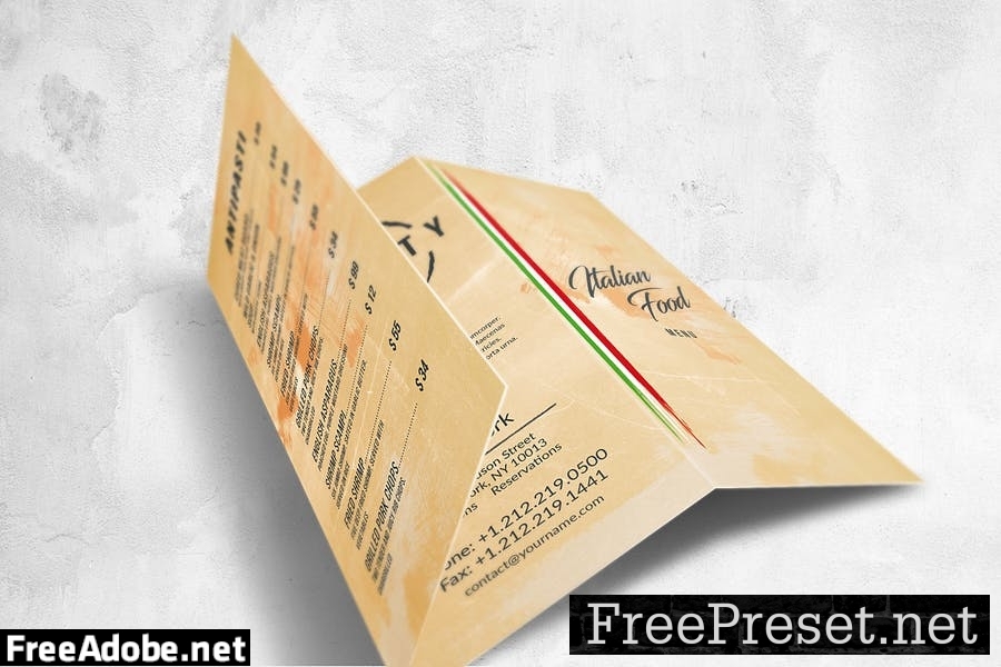 Italian Food Menu Design A4 & US Letter S3VHBJ5