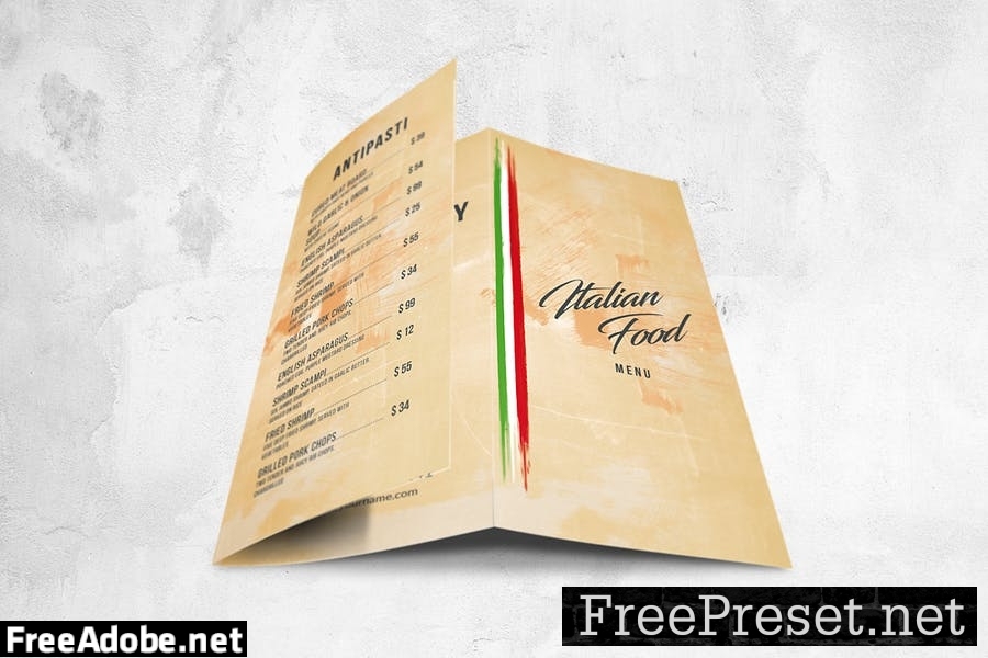 Italian Food Menu Design A4 & US Letter S3VHBJ5