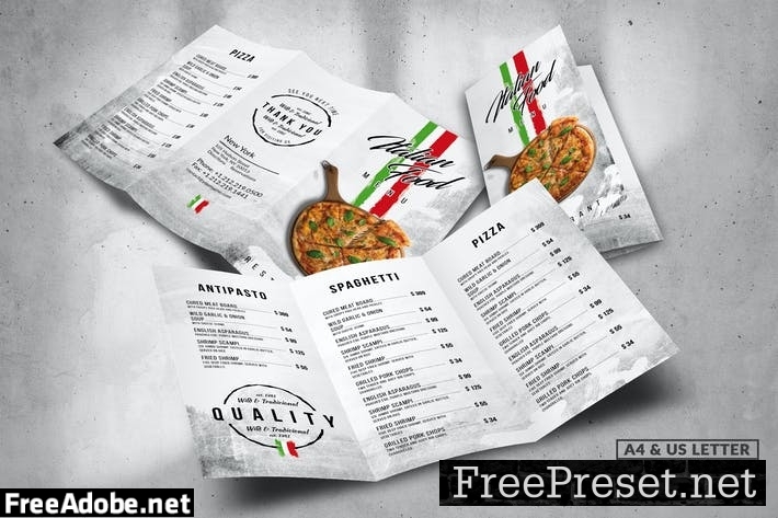 Italian Food Menu Design A4 & US Letter DNBQ2B5