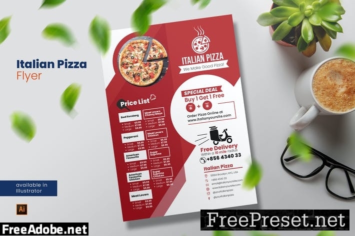 Italian Pizza Menu Flyer 8Y7KJF4