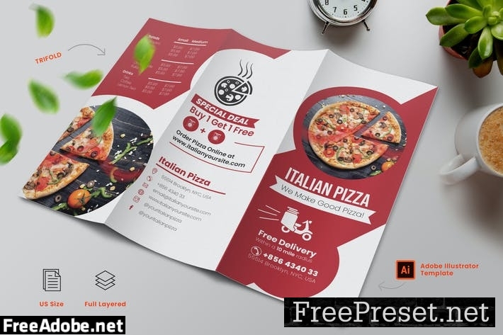 Italian Pizza Menu Trifold FF2K7NE