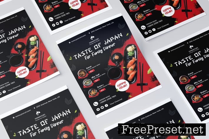 Japan Restaurant Flyer PSD Template 4DD9LSY