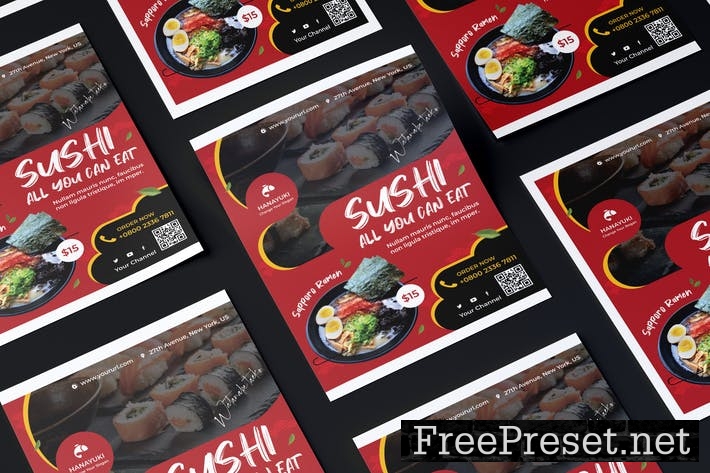 Japan Restaurant Flyer PSD Template HYQJC96