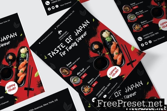 Japan Restaurant Flyer PSD Template R5JUCZP