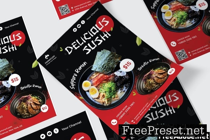 Japan Restaurant Poster PSD Template VMALV5N