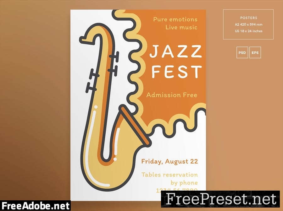 Jazz Festival Flyer and Poster Template WYG5E8