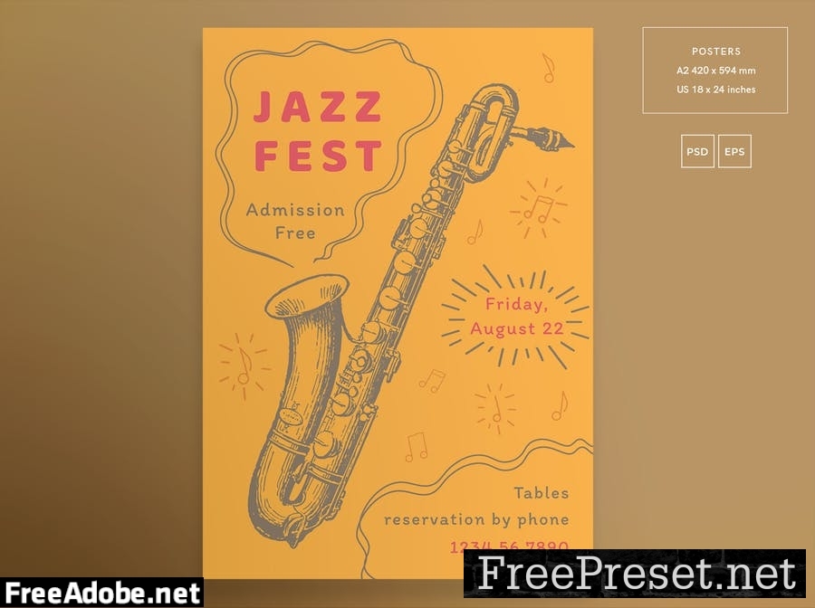 Jazz Festival Flyer and Poster Template X6JL8A