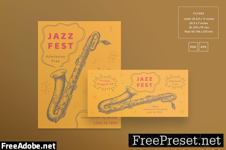 Jazz Festival Flyer and Poster Template X6JL8A