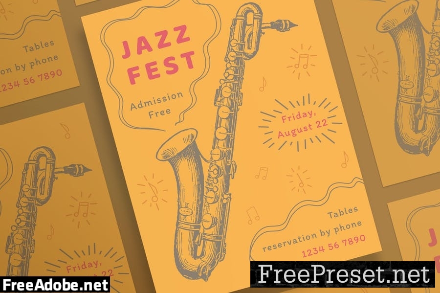 Jazz Festival Flyer and Poster Template X6JL8A