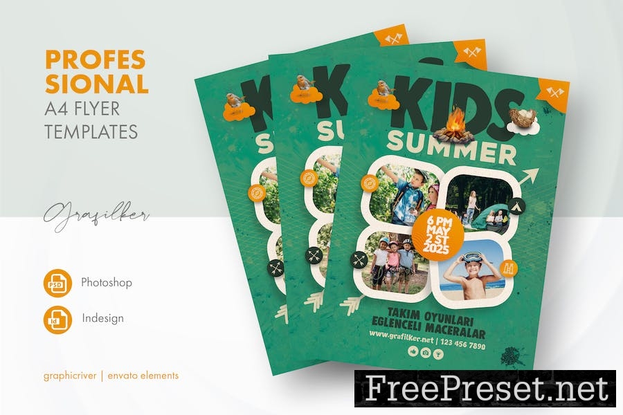 Kids Summer Camp Flyer Templates T3BFJHH