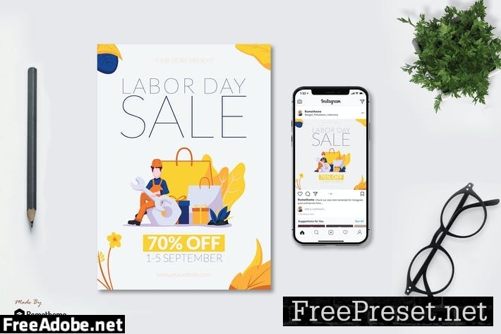 Labor Day Sale - Flyer & Instagram Post GR 9Z79LAU