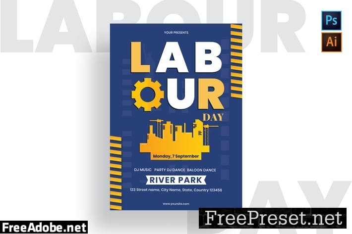 Labour Day Flyer Template 9WCAJY9