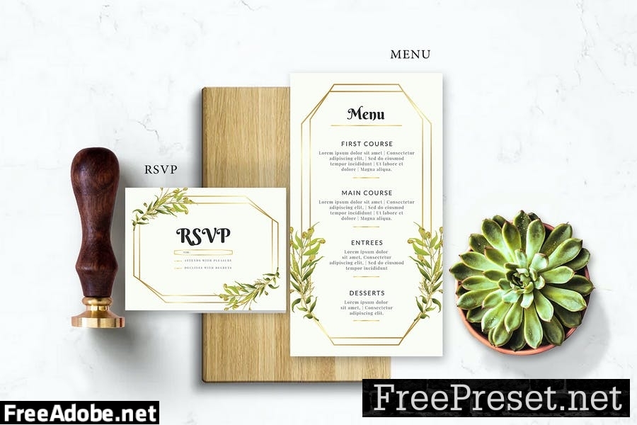 Leaf and Gold - Wedding Invitation LVEU5PY