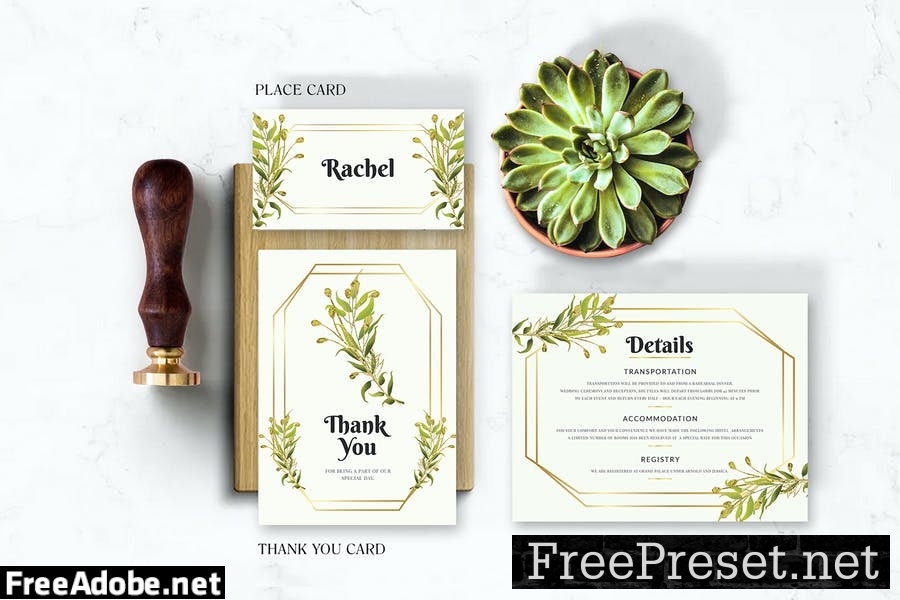 Leaf and Gold - Wedding Invitation LVEU5PY