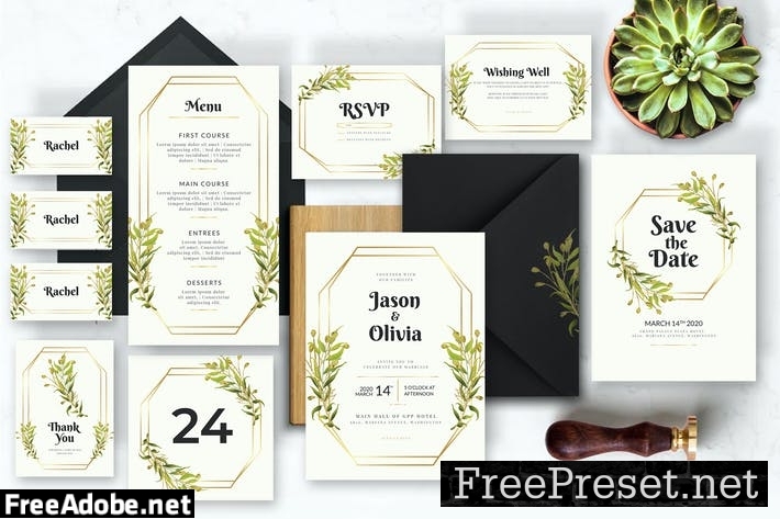 Leaf and Gold - Wedding Invitation LVEU5PY