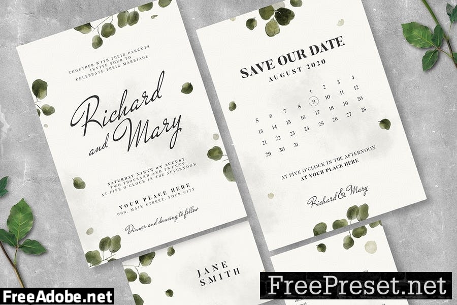 Leaves Wedding Invitation Suite