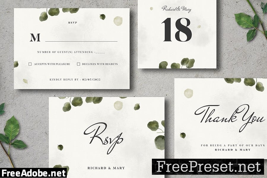 Leaves Wedding Invitation Suite