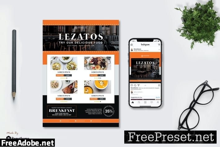 Lezatos - Restaurant Flyer & Instagram Post HR 8T5BYAP