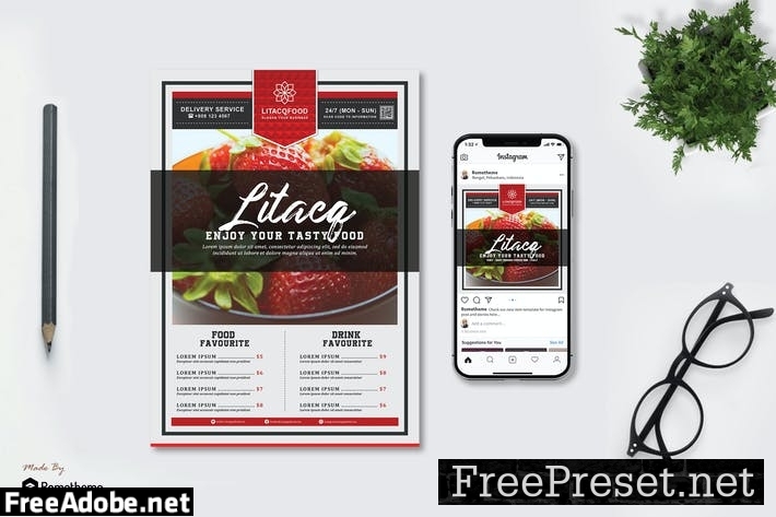 Litacq - Restaurant Menu Flyer & Instagram Post HR 2SF2SRU