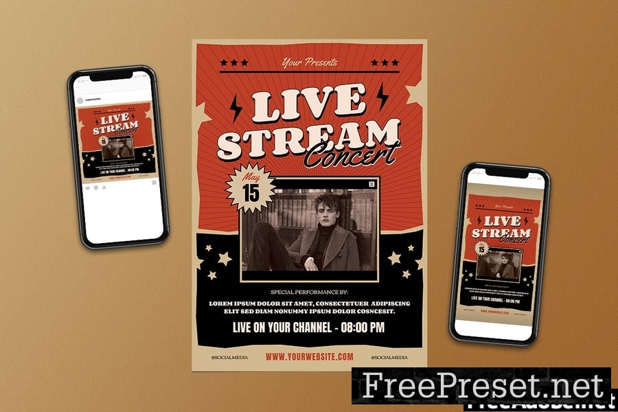 Live Stream Concert Flyer Set