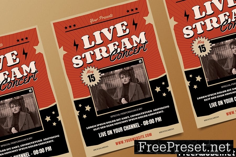 Live Stream Concert Flyer Set