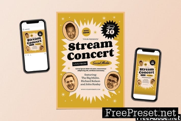 Live Stream Concert Flyer Set PJM7CRD