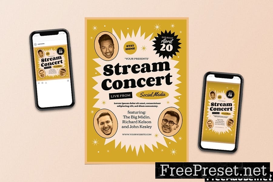 Live Stream Concert Flyer Set