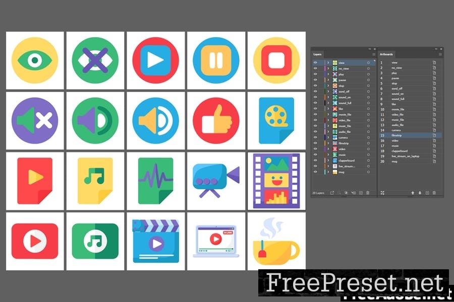 Live Stream Producing Tools Icons Set 3XR2WVP