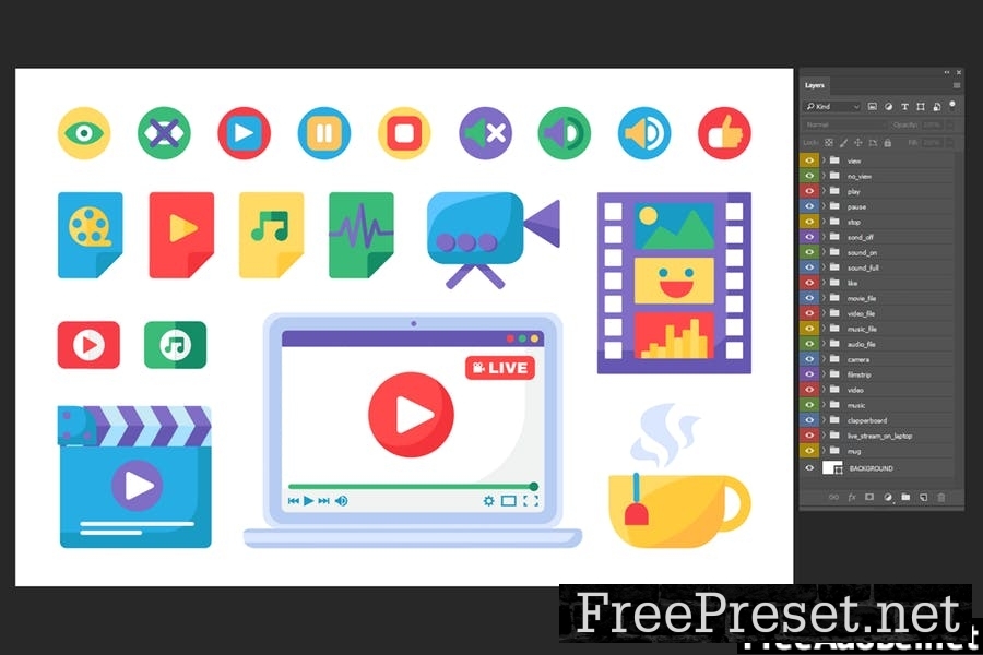 Live Stream Producing Tools Icons Set 3XR2WVP