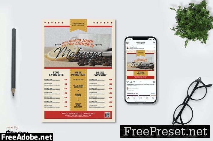 Maknyos - Menu Food Flyer and Instagram Post HR JK2EUSD