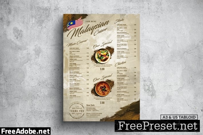 Malaysian Poster Food Menu - A3 & US Tabloid XPAY4K3