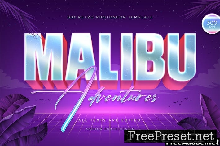 Malibu - 80s Retro Logo Mockup C6YQ58P