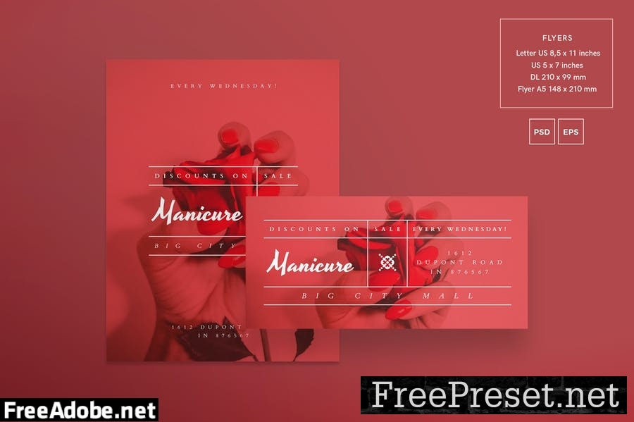 Manicure Nails Flyer and Poster Template