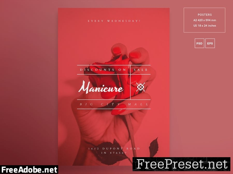 Manicure Nails Flyer and Poster Template