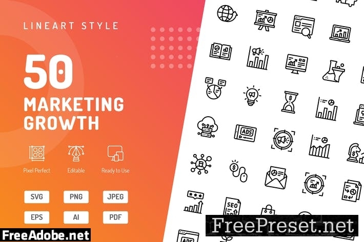 Marketing Growth Line Icons Z8FKX2M