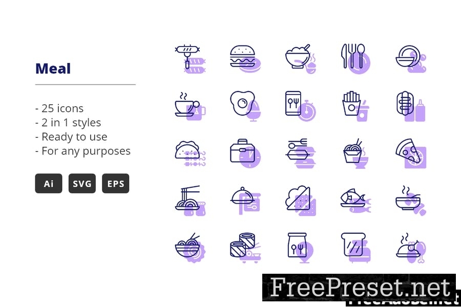 Meal Icons (Line and Solid) H564DYS