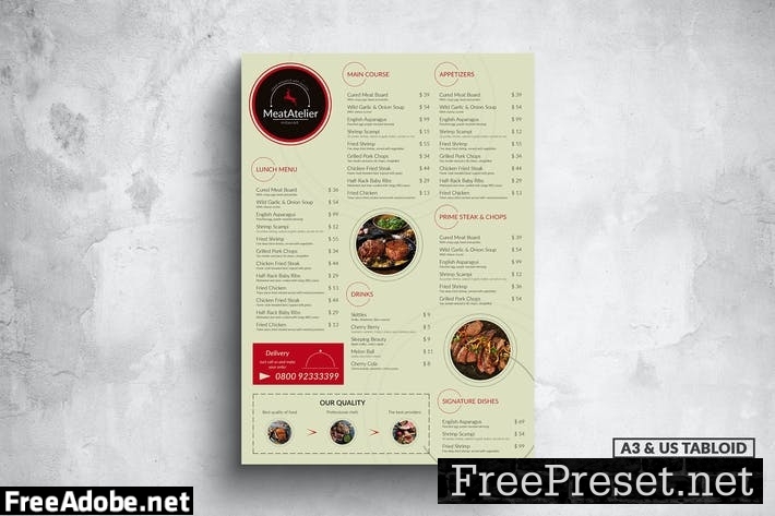 Meat Atelier Poster Food Menu - A3 & US Tabloid 2UL4BU2