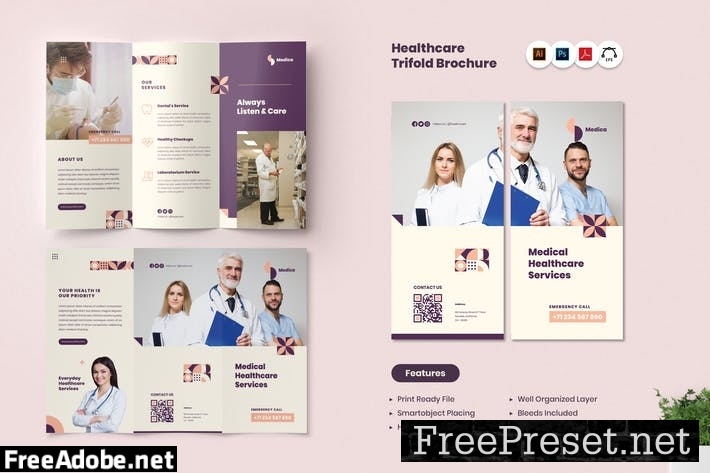 Medical Healthcare Trifold Brochure MP4THHQ