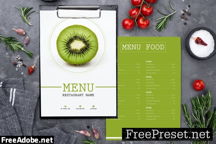 Menu Food Green Two Sided Menu List Template SXQ3SPS