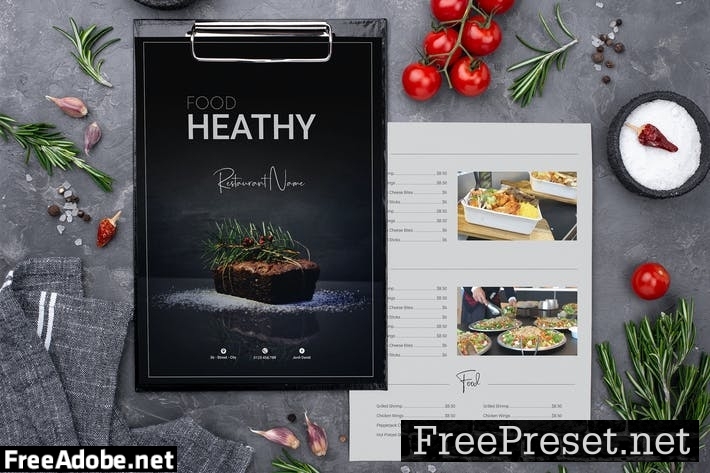 Menu Food Heathy Two Sided Menu List Template YBPDFCV