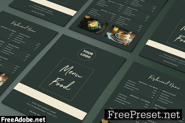 Menu Food Two Sided Menu List Template 5X6ADMC