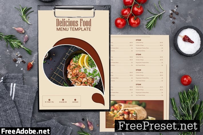 Menu Food Two Sided Menu List Template SGZKTC6