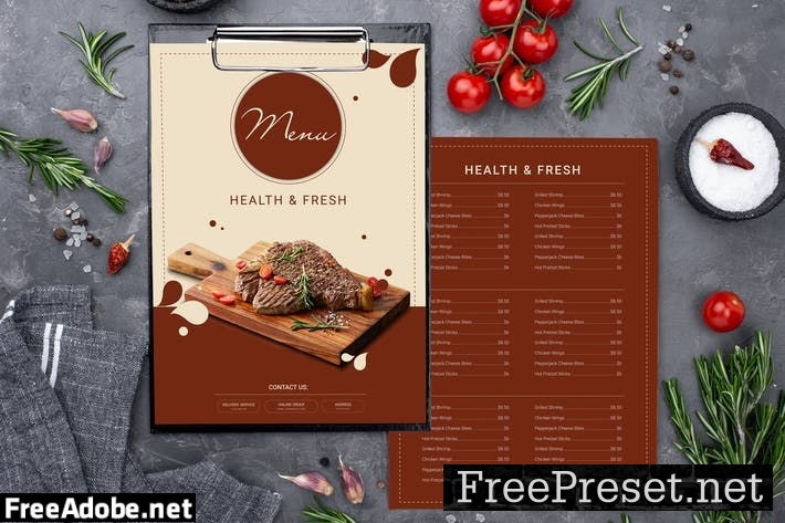 Menu Health Fresh Two Sided Menu List Template QAK9KHY