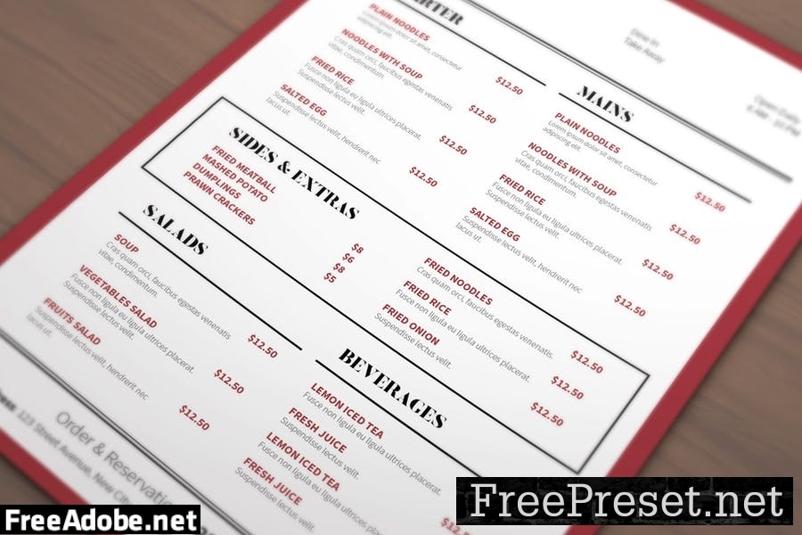 Menu Red Dot Template