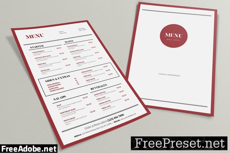 Menu Red Dot Template